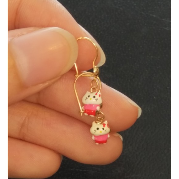 Anting Hooks Anak" gambar Hello Kitty Kecil Emas 70%