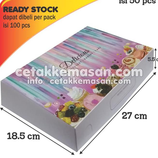 

R9Pv Dus Box Kemasan Roti Kue Donat Uk 27 X 18,5 X 5,5 Cm Foodgrade Wf0U