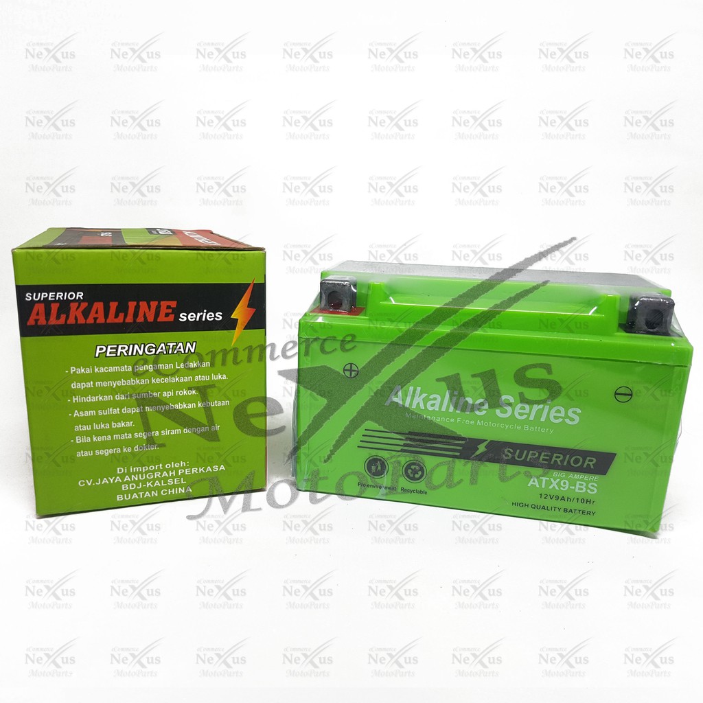 Aki Motor Grandcell Alkaline ATX9-BS YTX7A GTZ8V YTZ8V YTX9 YTZ10S ATX9F 12V 9Ah Ninja 250 CBR KTM
