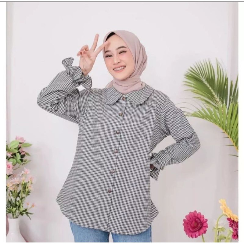 RIANA BLOUSE / atasan terbaru / kotak kotak / all size