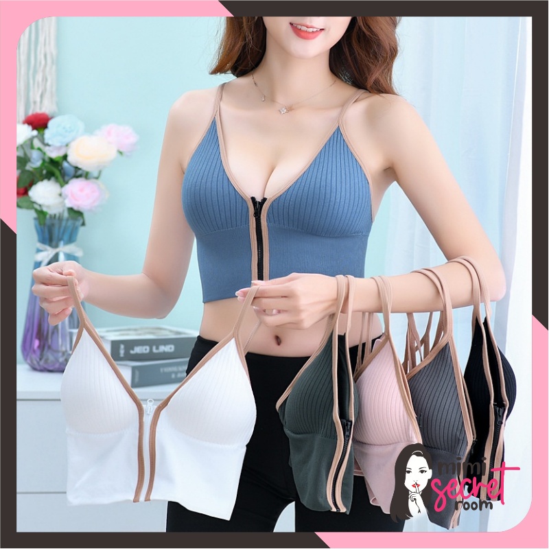 ❤ MIMI ❤  Sport Bra BH Wanita Model Resleting Tank Top Korea