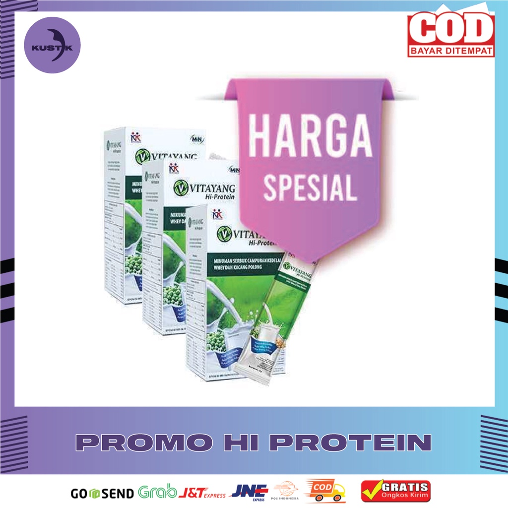 

Vitayang Hi Protein KK Indonesia Suplemen Susu Whey Kacang Polong Kacang Kedelai Protein 8g Lemak 0g/Mengandung seluruh asam amino esensial (tidak dapat diproduksi oleh tubuh) dan asam amino non esensial yg diserap tubuh lebih cepat dari protein biasa