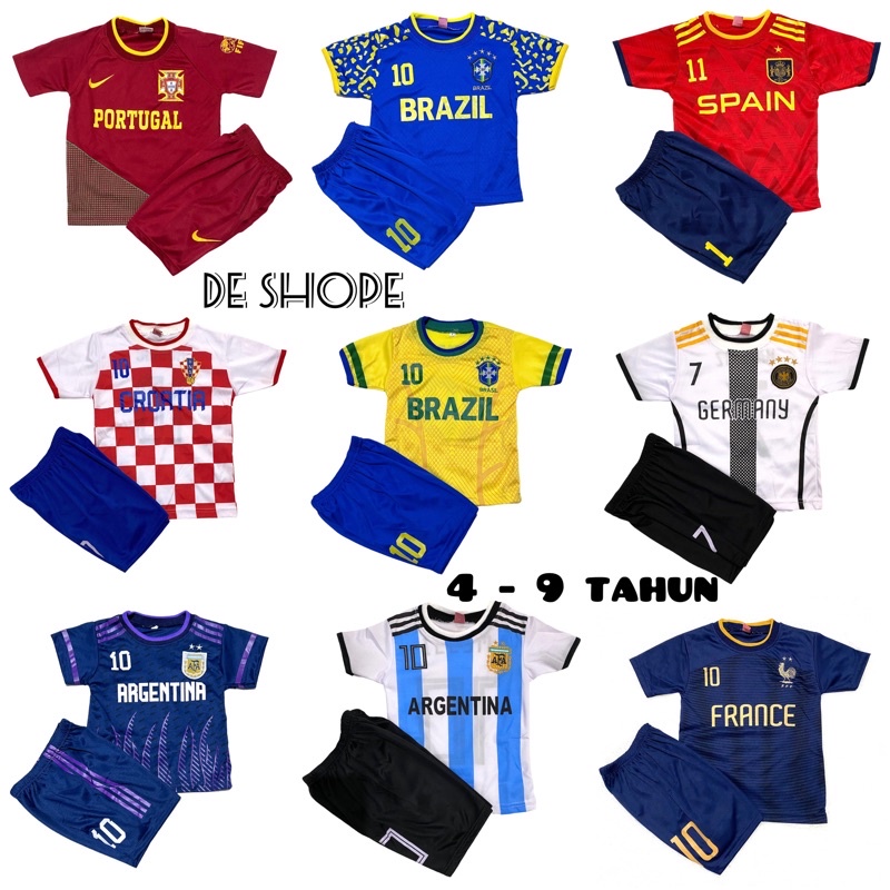 SETELAN BOLA ANAK NEGARA 4 - 8 TAHUN / BAJU OLAHRAGA LAKI LAKI TERMURAH / KAOS TIM FUTSAL COWOK