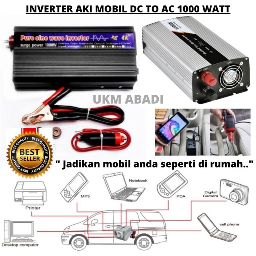 Power Inverter  Transformer Converter Aki Mobil DC 12v To AC 220V 1000W &amp; 4000W 111131