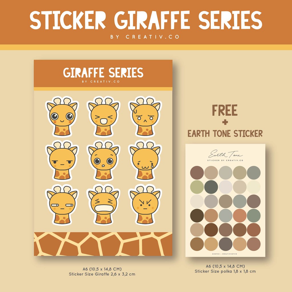 

STICKER GIRAFFE SERIES [BONUS FREE STICKER] [KISS CUT] [STICKER MURAH]