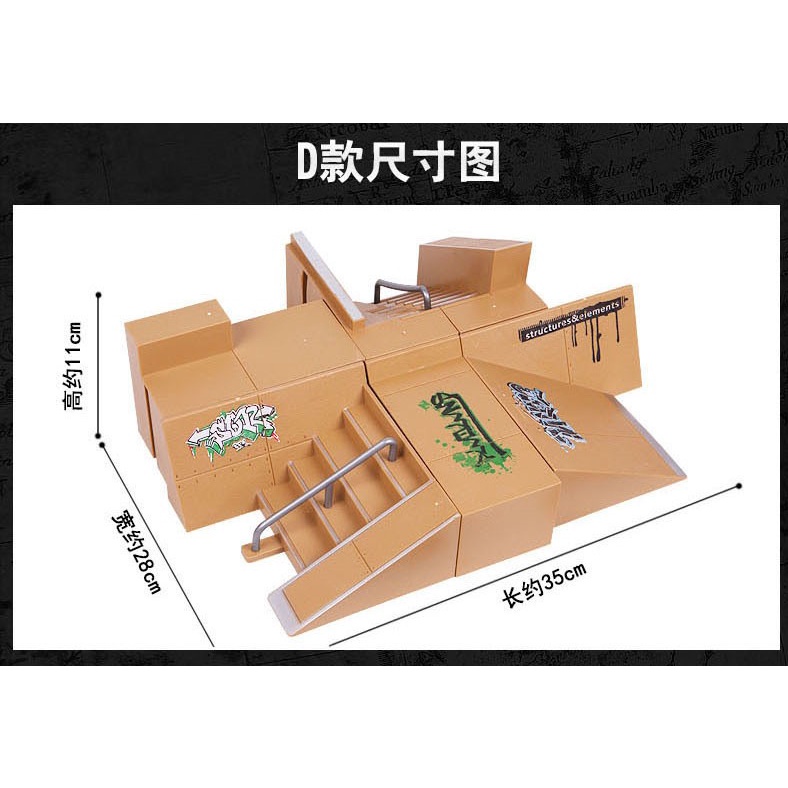 Set Mainan Taman SKATEBOARD Jari MINI Dengan Ramp Untuk Tech Fingerboard