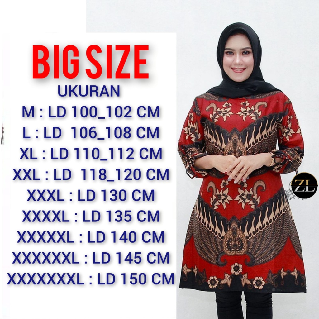 Ukuran Jumbo 6L BAJU BATIK WANITA ATASAN BATIK TUNIK JUMBO BAJU KANTOR BAJU RESMI MODERN MONALISA M,