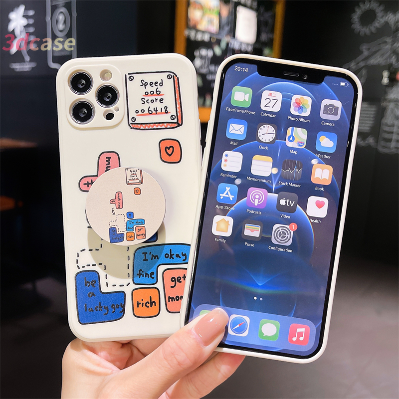 Casing Soft Tpu Case  Tetris Game Samsung A72 A32 A52 A12 A02S A20S A50 A10S J7 Prime A51 J2 Prime A10 A125 A30 A50S A30S A20 M40S M10 M10S A205 M02S A025 F02S A305 Grand Prime Plus Y51 Y31 Y72 Y12 C15 C12 Anti-fall Case With holder
