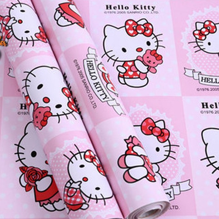Wallpaper Dinding Motif Hellokitty  -Stiker Dinding 3D Wallstiker Premium Quality 45Cm X 10M-GH100