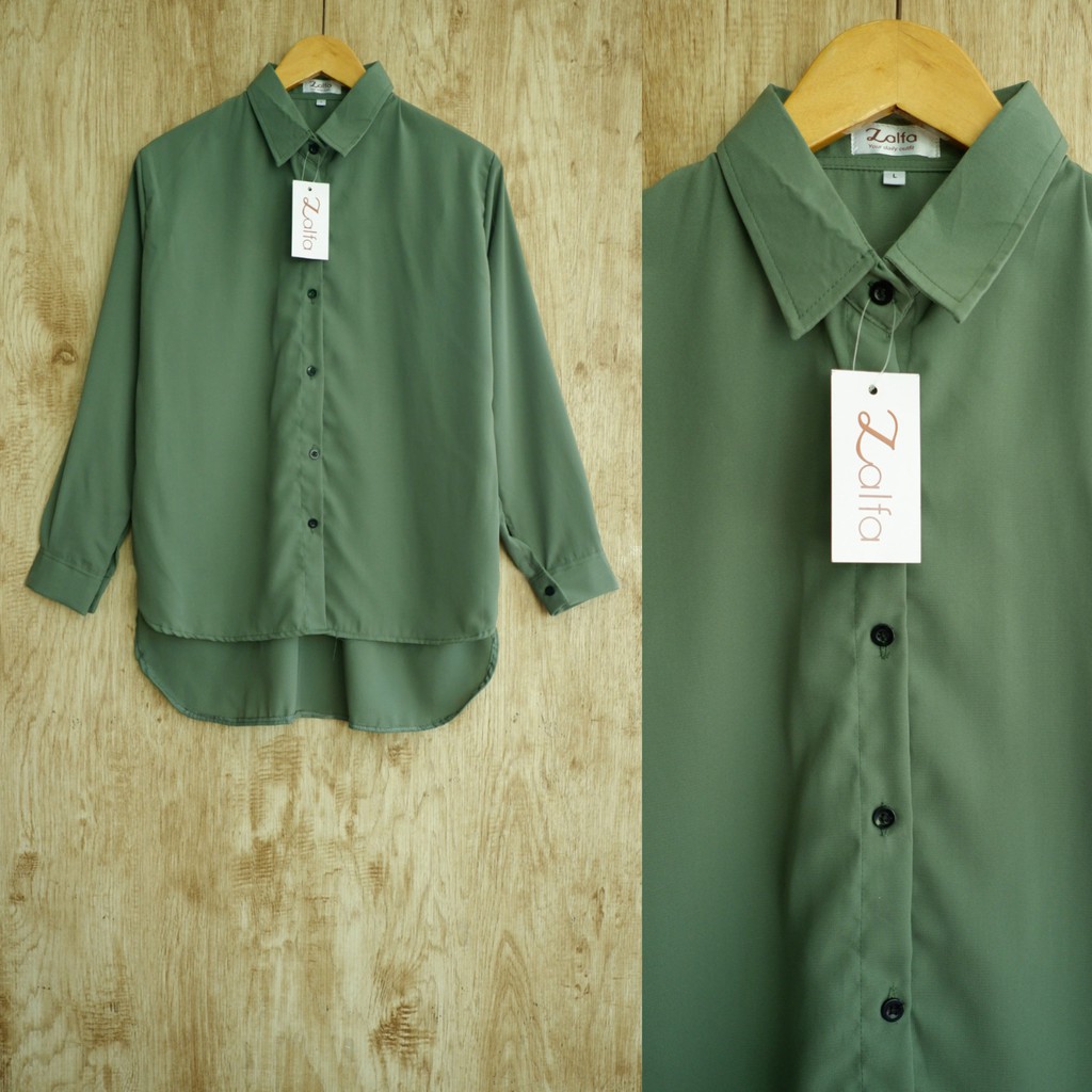 KEMEJA WANITA BASIC by ZALFA-Matcha