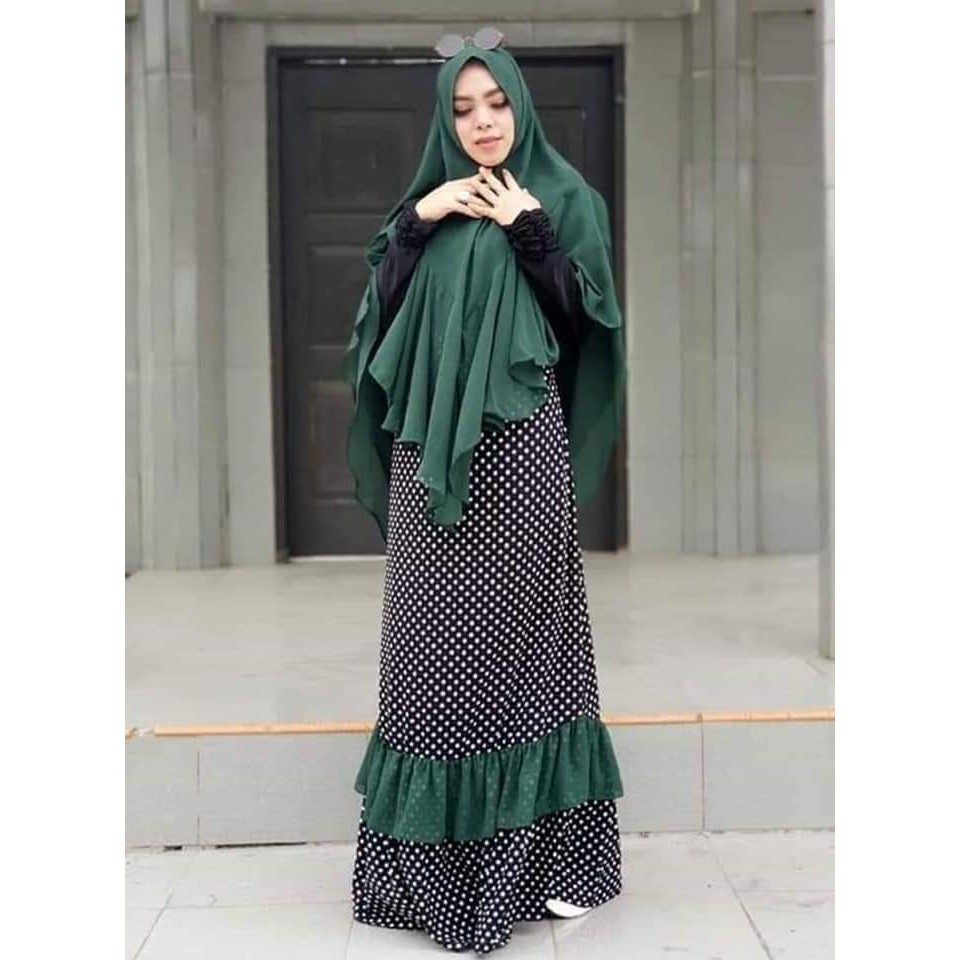 LANGSUNG KIRIM gamis krudung polkat khimar seruty/gamis terbaru