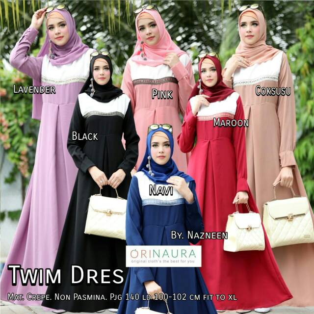 BAJU GAMIS POLOS TWIM MURAH ORI NAURA