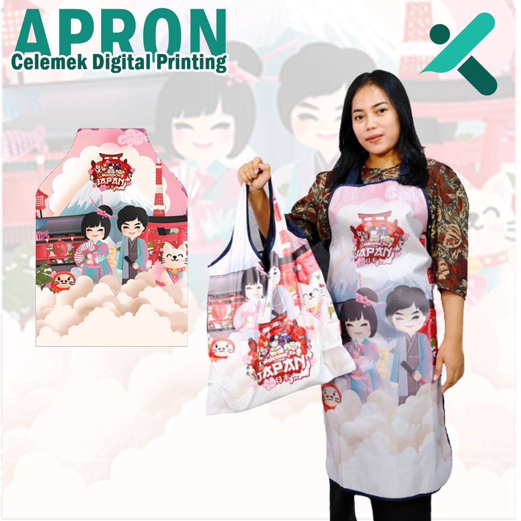 Celemek Barista Anti Air Dewasa Apron Pria Wanita Motif Desain Custom Murah