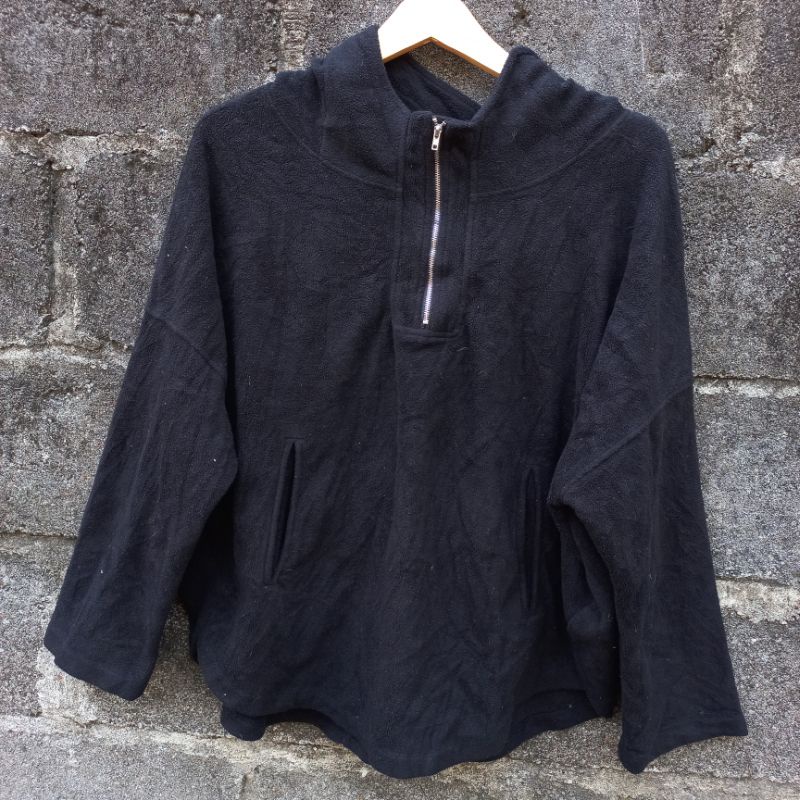 PRELOVED /THRIFT / SECOND HOODIE OVERSIZE CEWEK HITAM LIKE NEW BRANDED