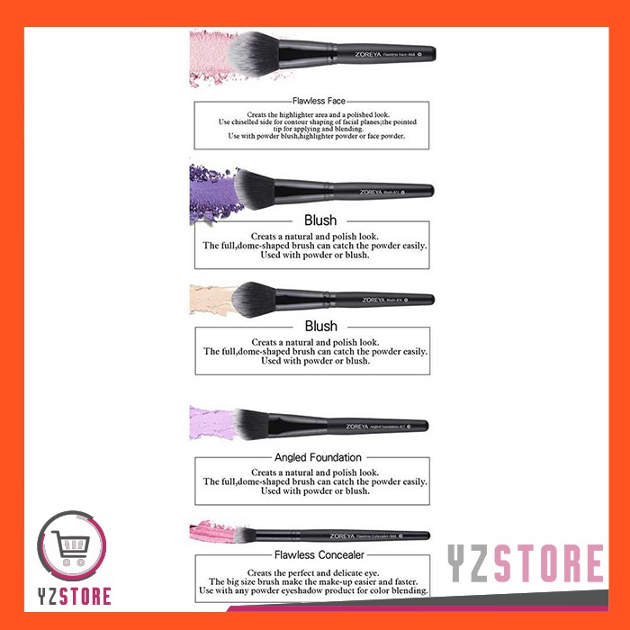 Brush Kuas Make Up Zoreya 15 Set dengan Pouch Premium Quality YZ41