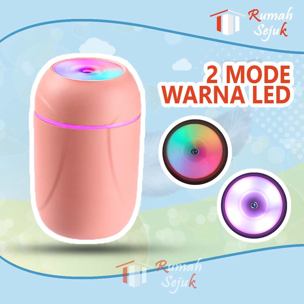 RS - Air Humidifier Diffuser Aromaterapi Alat Pengharum Ruangan Difuser Disfuser Unik Lucu Kucing RS-H32 Humdifier Purifier Difusser Defuser Humidifer Humadifier Humudifier Dispuser Humifider Portable Mobil Car Uap Hiasan Kamar Lampu LED Free Gratis Oil-Pink Bottle + 6 Oil