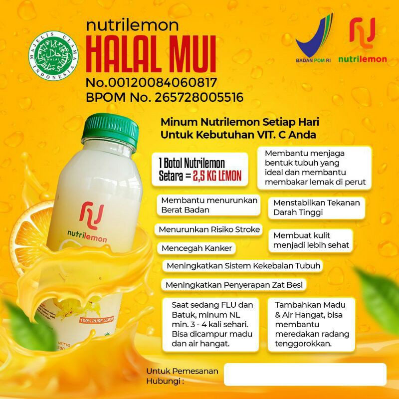 

Nutrilemon diet alami 100%pure lemon