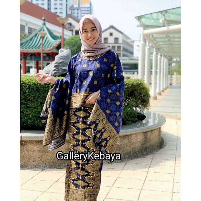 STELAN SOIMAH BATIK SONGKET PALEMBANG BIRU ELEKTRIK