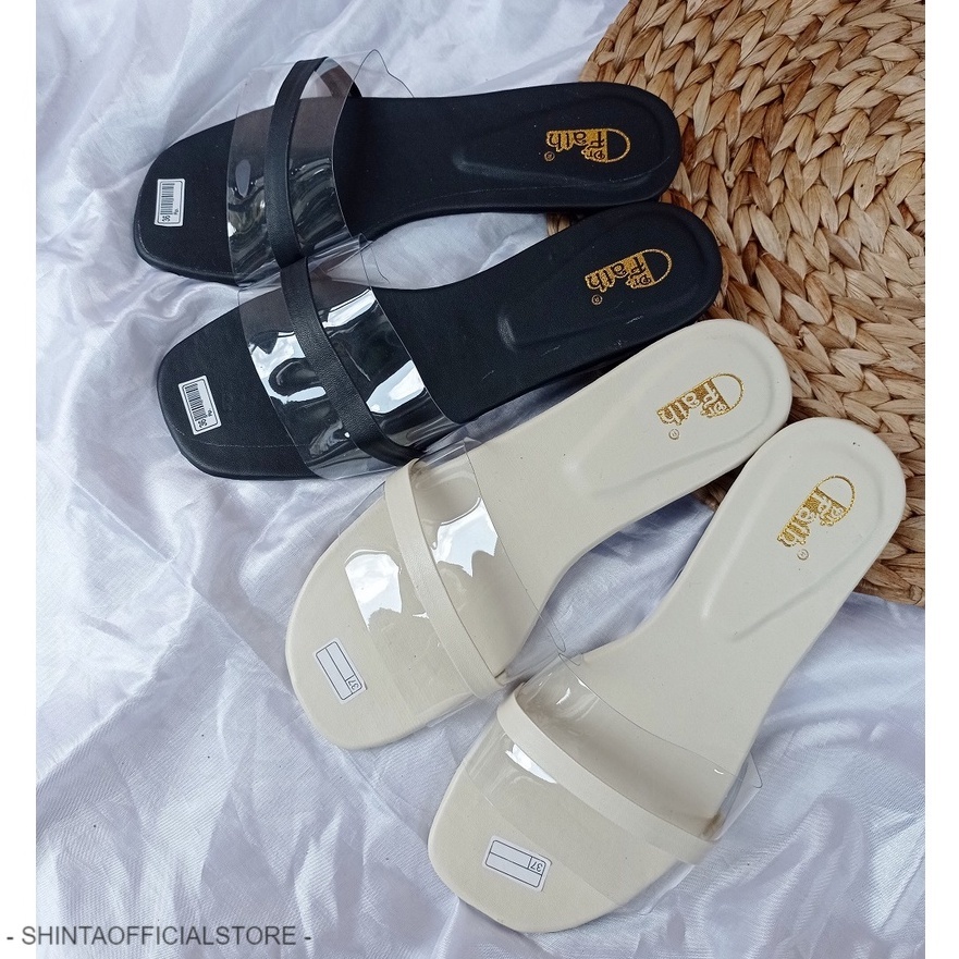 SHINTA - TERBARU Sandal Teplek wanita / Sandal Flat wanita Mika Transparan sandal wanita