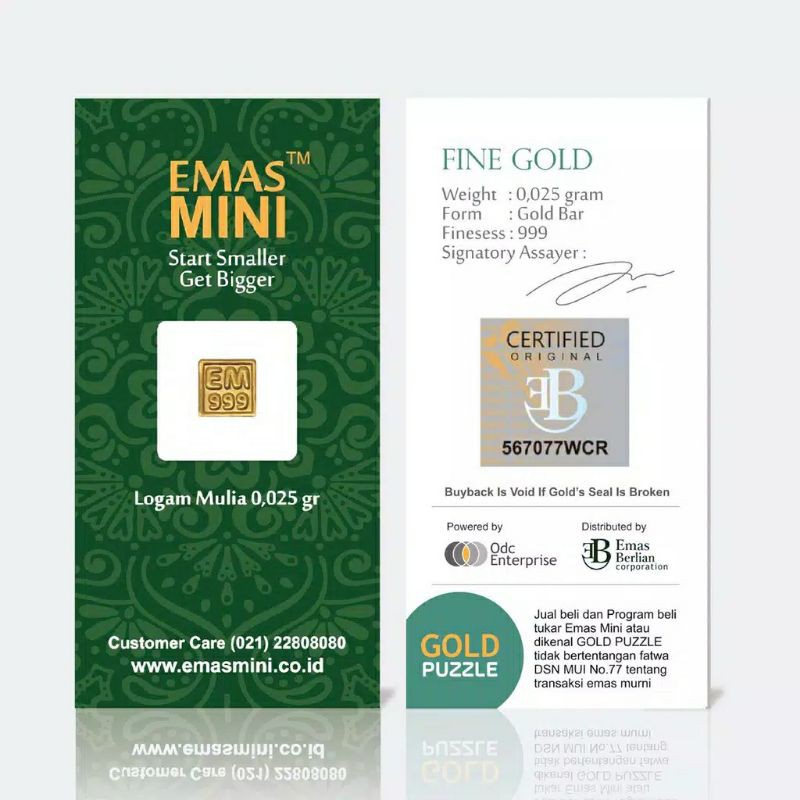 emas mini 0,025gr