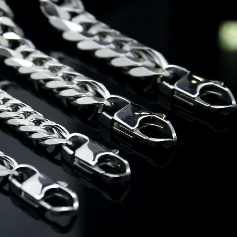 Gelang Rantai Bahan Titanium Steel Warna Silver Gaya Korea Untuk Pasangan