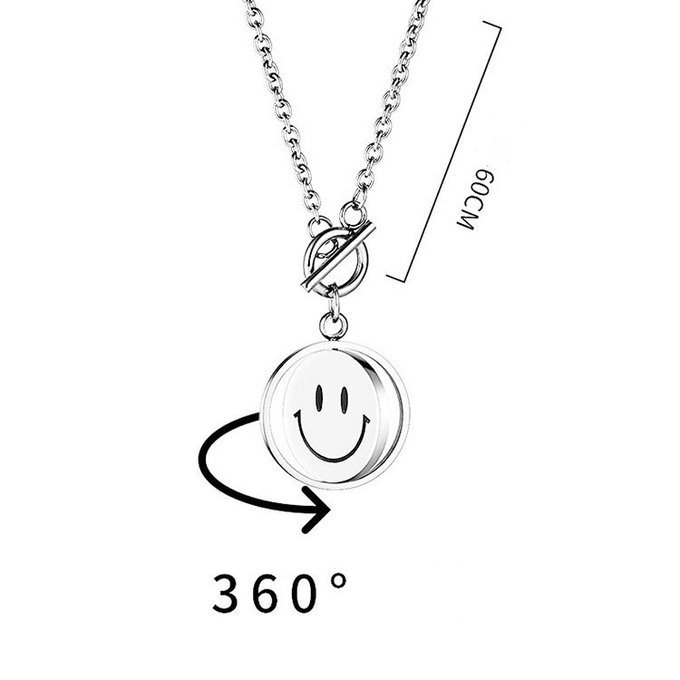 ins simple titanium steel personality rotating smiling face crying face mood fashion Korean male and female hip-hop necklace 210823