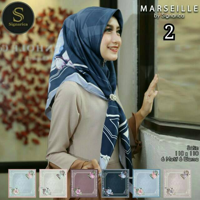 NEW ARRIVAL GROSIR 10PCS jilbab Hijab Segiempat Marseille Satin motif Signarica GROSIR JILBAB JAWA