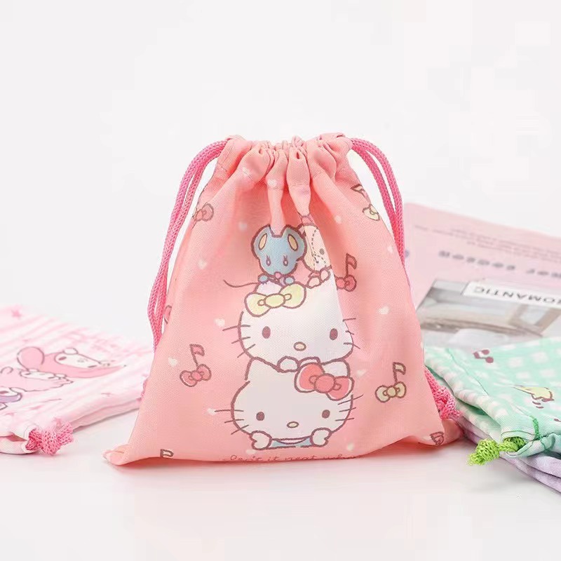 Tas Serut Mini Hello Kitty Twinstar Snoopy Gudetama Drawstring