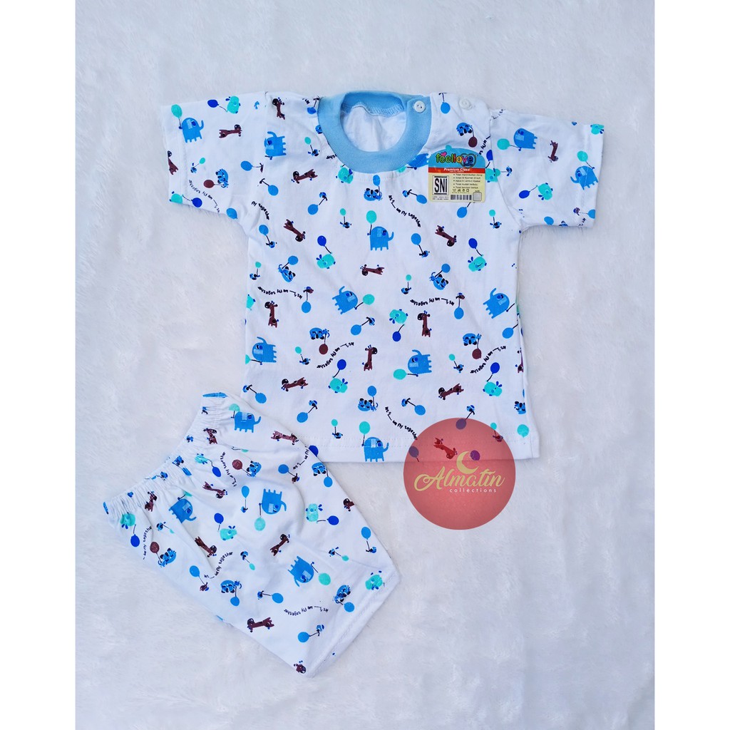 Setelan Baju Bayi Pendek Motif 0 - 12 Bulan SNI SAFFENDA