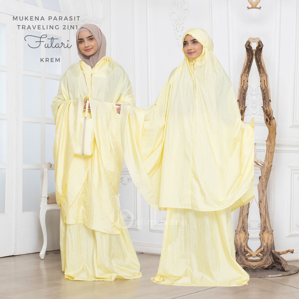 Mukena Dewasa Parasit Polos Premium Traveling 2in1 Futari