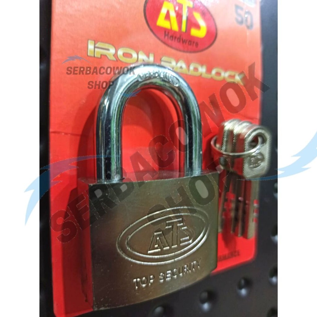 ATS Gembok Putih 50 mm Leher Pendek Chrome Gembok Pelor Termurah Berkualitas