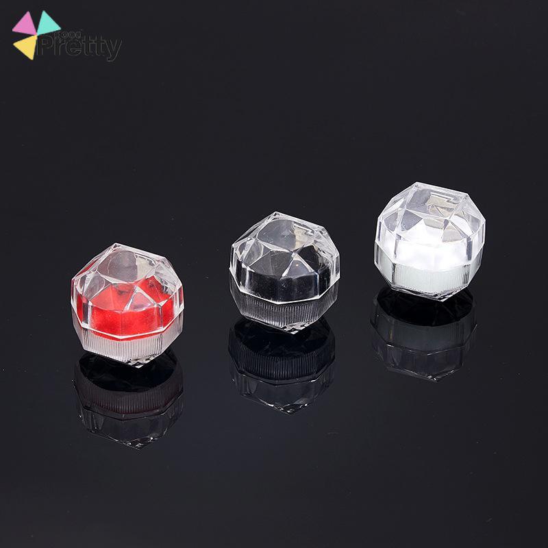 4cm * 4cm Transparan Kotak Cincin Kristal Kotak Cincin Akrilik Kotak Perhiasan Anting - PD