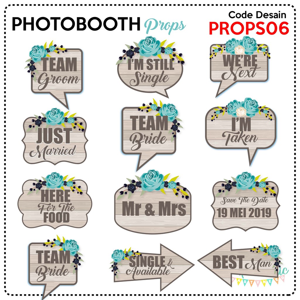 Photobooth property wedding pelengkap foto photoprops pernikahan desain PROPS06