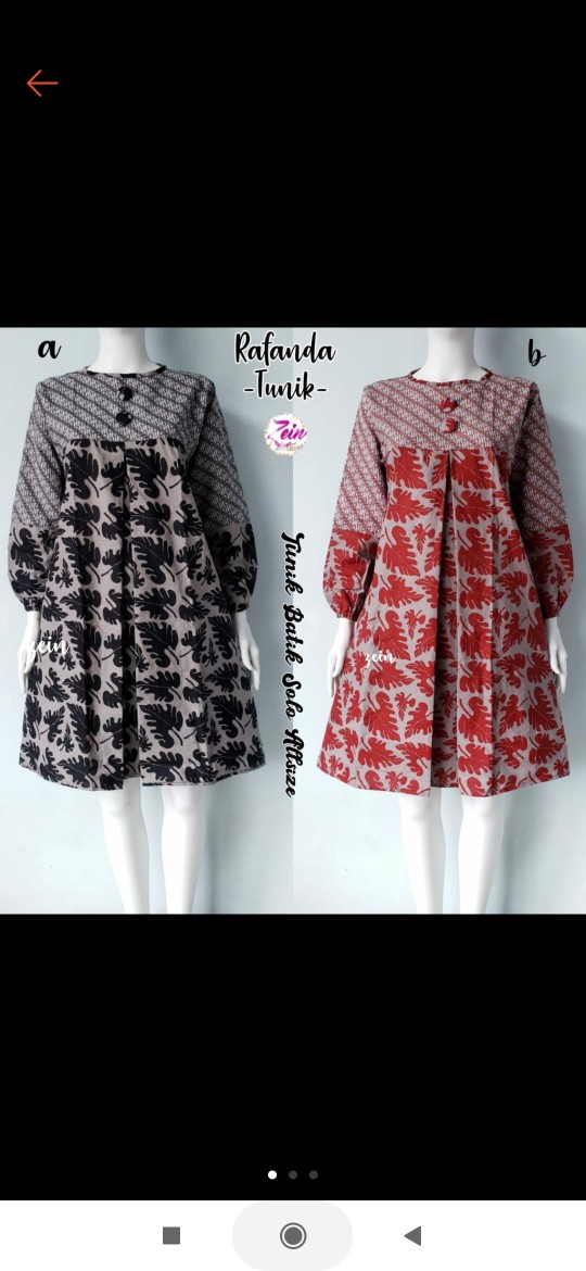 Rafanda Tunik Zega Parang Dress Belah Batik Lengan Balon Seragam Kantor