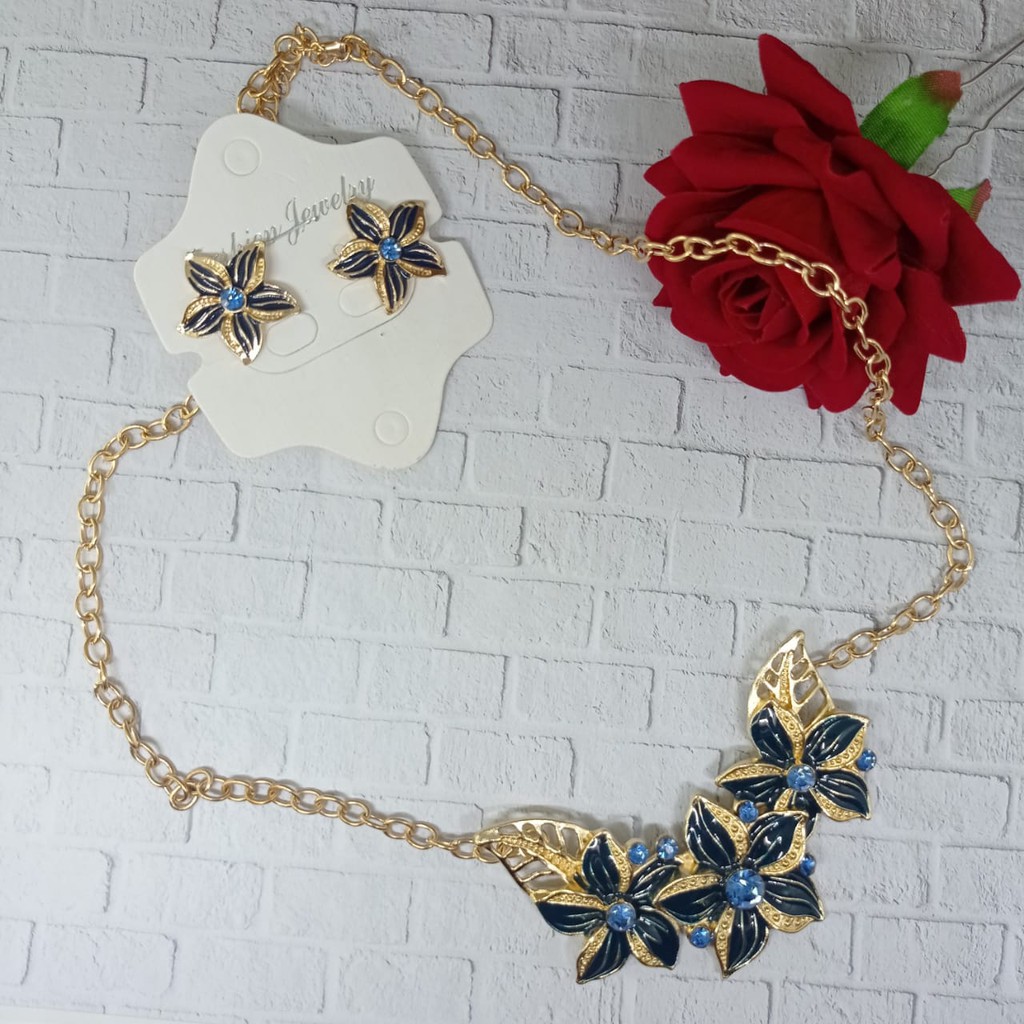KALUNG SET ANTING/SET PERHIASAN KALUNG ANTING/AKSESORIS FASHION WANITA/AKSESORIS PENGANTIN