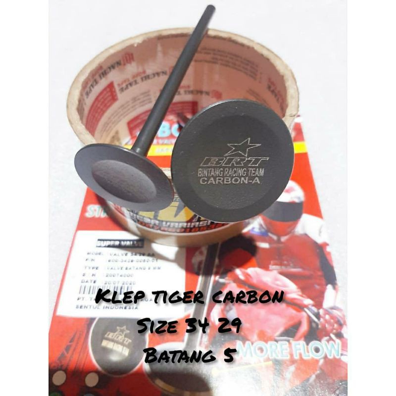 Klep Valve BRT tiger 34 - 29 MM Batang 5MM Karbon Carbon Original BRT