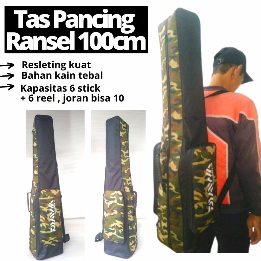 Tas Pancing Ransel Kuat Joran Stick 100cm Tas Pancing Punggung Daiwa