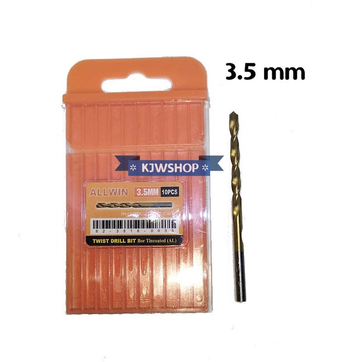 Mata Bor Besi 3.5mm TinCoated Mata Bor 3.5mm Kuning Twist Drill Bit 3.5mm Mata Bor Kuning 3,5 mm Mat
