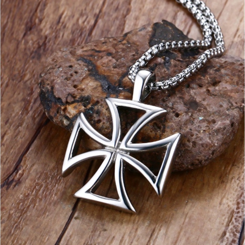 Kalung Rantai Liontin Salib Bahan Stainless Steel untuk Pria