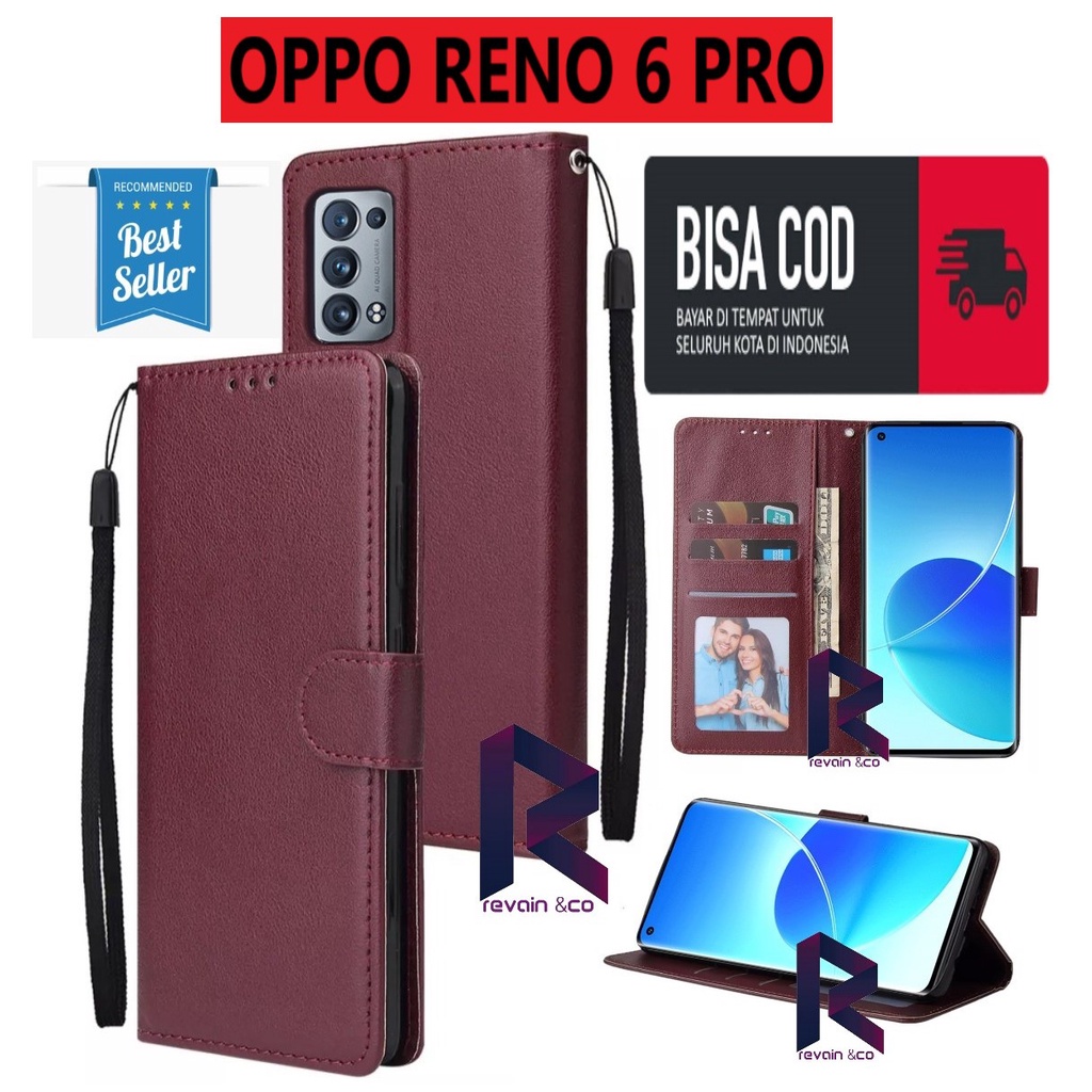 CASING NEW OPPO RENO 6 PRO FLIP WALLET LEATHER KULIT PREMIUM SARUNG BUKA TUTUP FLIP CASE OPPO RENO 6 PRO