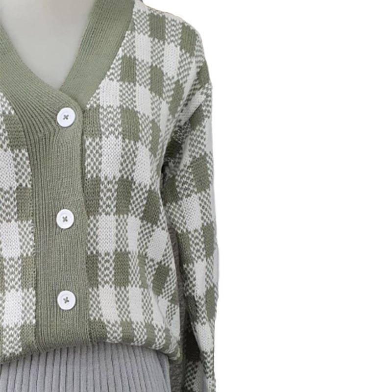 JUKYUNG PLAID KNIT CARDIGAN