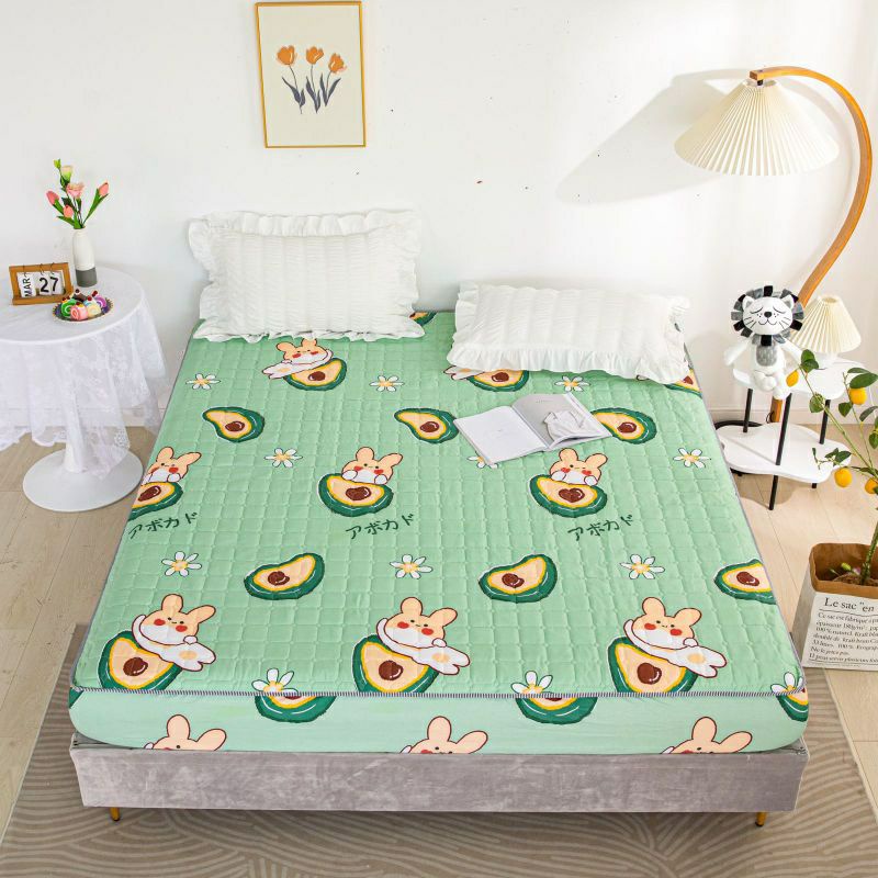 Sprei Sultan Waterproof anti ompol anti tahan air size 160×200 120×200 Seprei Adem full Karet-Wterprof pink rabit