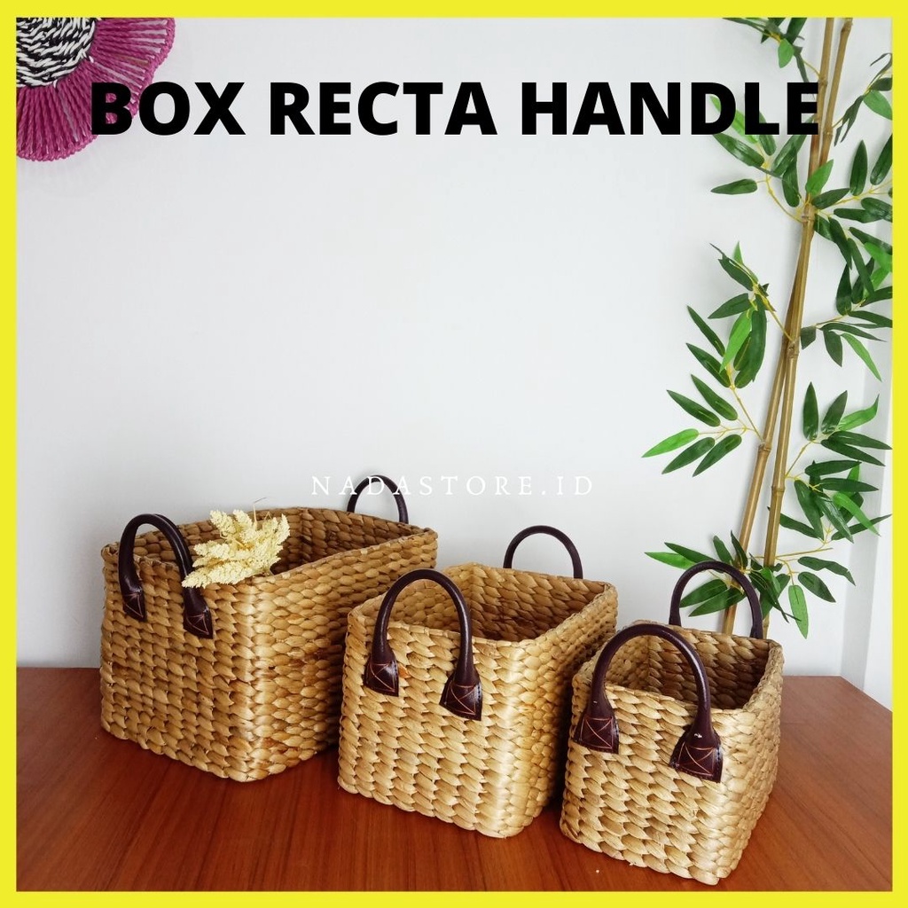 COD - KERANJANG ANYAMAN ENCENG GONDOK / BOX ENCENG GONDOK RECTA WITH HANDLE