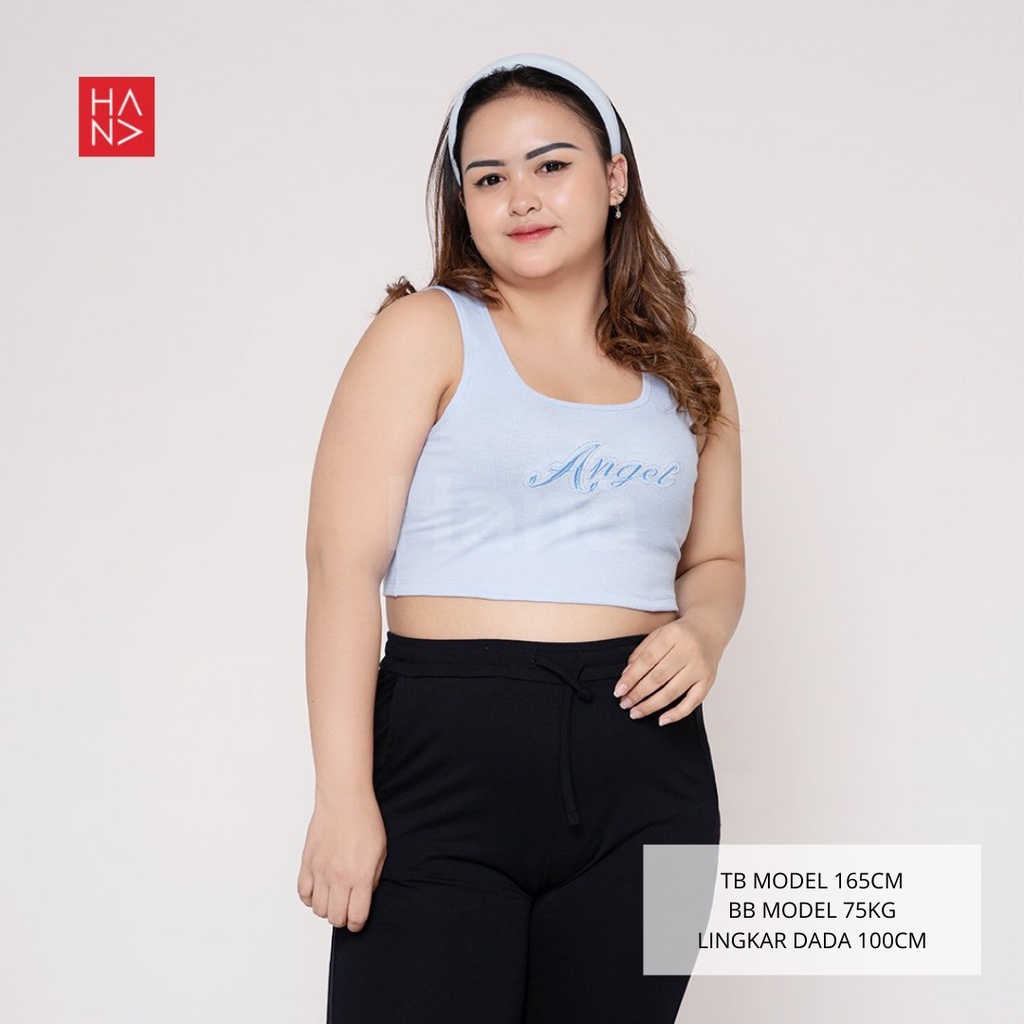 HanaFashion - Angel Crop Tank Top Rajut Atasan Wanita  - TT195-Light Blue Rib