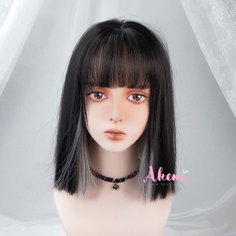 WIG RAMBUT PALSU MODEL PONI TIPIS KOREA - PENDEK BOB 30cm GRADASI HIGHLIGHT