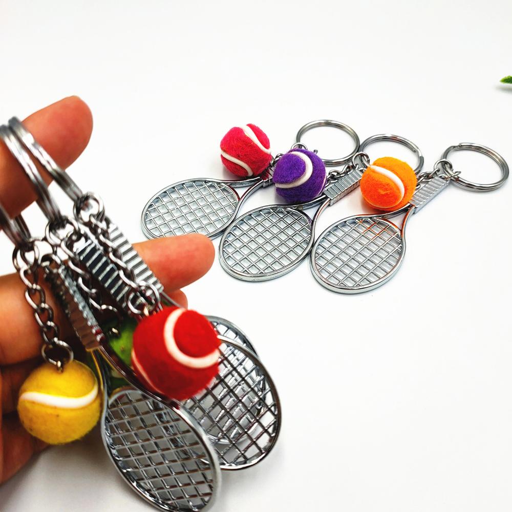 Lanfy Gantungan Kunci Raket Tenis Lucu Untuk Hadiah Gantungan Kunci Mobil Key Rings Metal 6warna Gantungan Kunci Mini