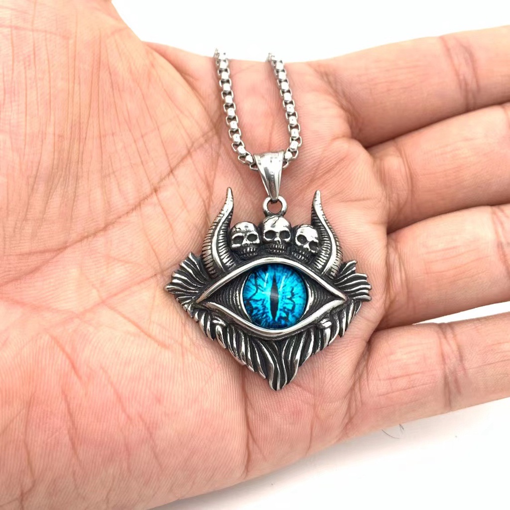 Kalung Liontin Evil Eye Warna Biru Gaya Turki Untuk Pria Dan Wanita