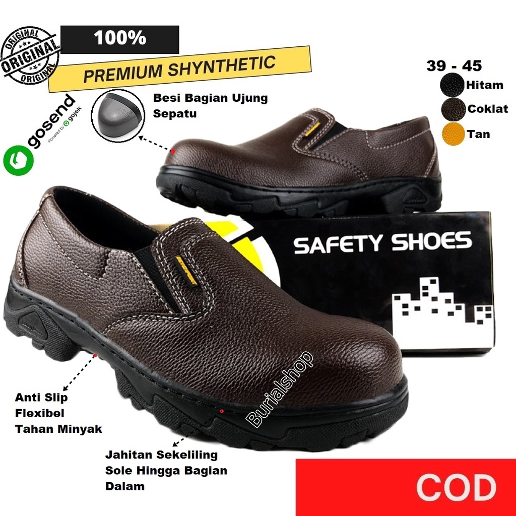 Sepatu Safety Slip On  Original Sevenpoint Septi Safty Sefty Kerja Ujung Besi Proyek Lapangan BS