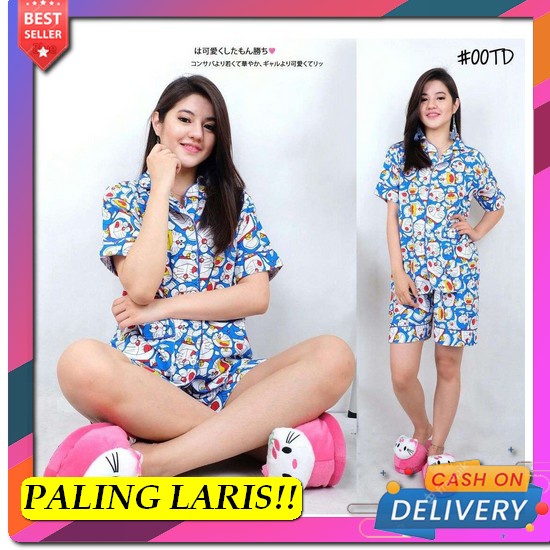 Realpic.Import Premium St776 Set Ny Kaos Jumbo Bangkok Oi Stelan Celan [Pajamas Set Doraemon Biru Sw