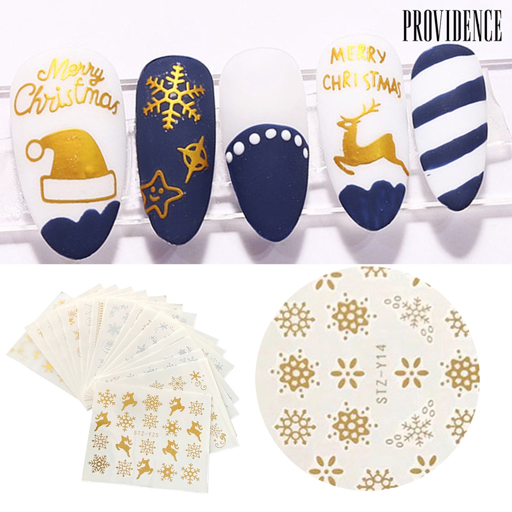 Providence 16Pcs Manicure Decal Delicate Lightweight Solid Color Gold Color Snowflake Manicure Sticker for Women
